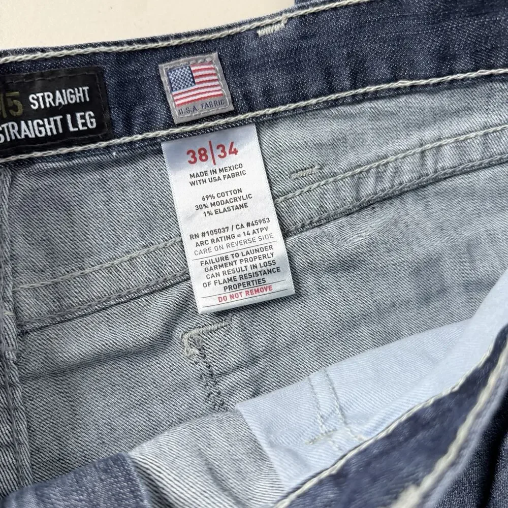 Ariat Work M5 Fr Jeans Mens 38x34 Straight Leg Fit Blue Denim